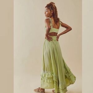 Free People Santa Maria Maxi Dress in Green Misty Path color